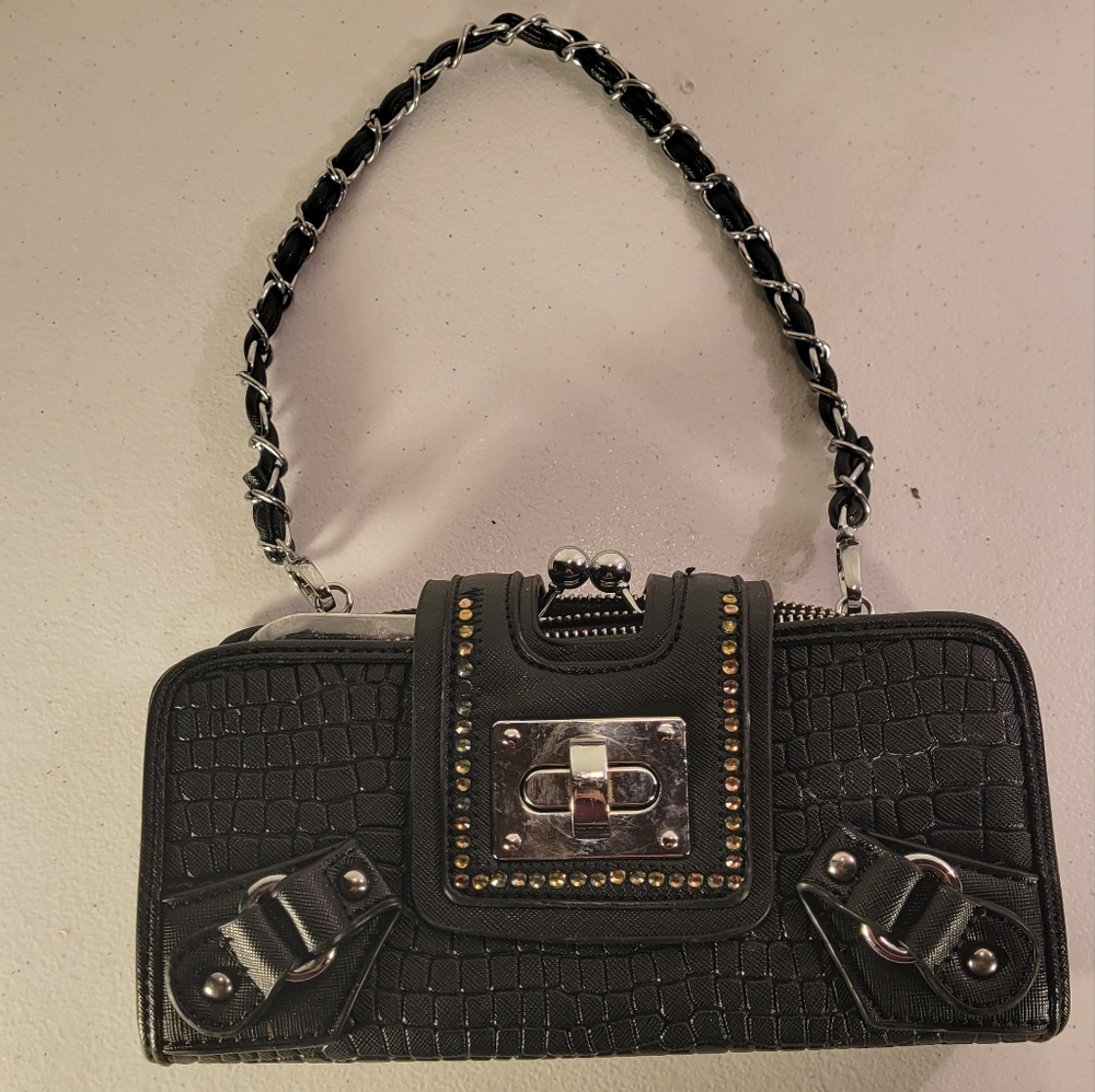 Small Susen Purse Faux Leather Small Chain Strap Coin Purse Scale Design